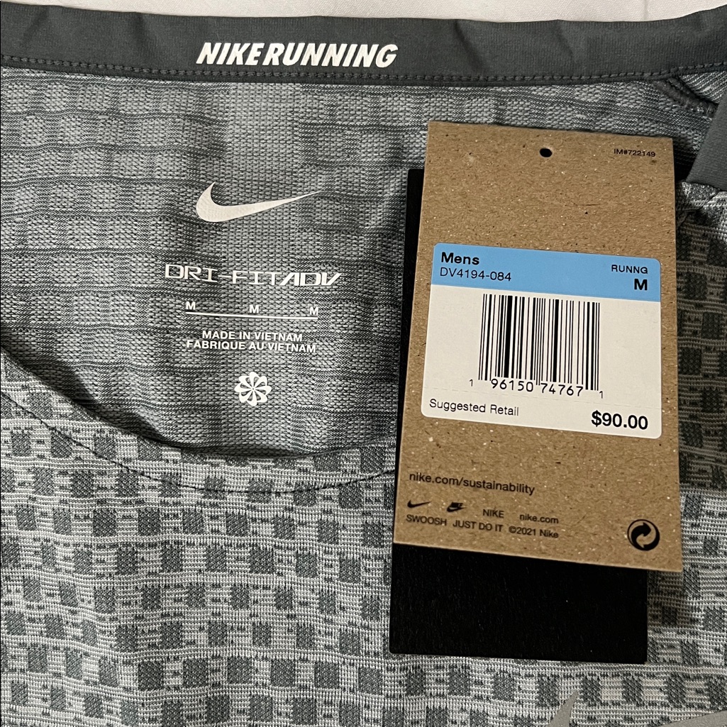 Nike Dri-Fit Adv Patterned Running Top In Gray M